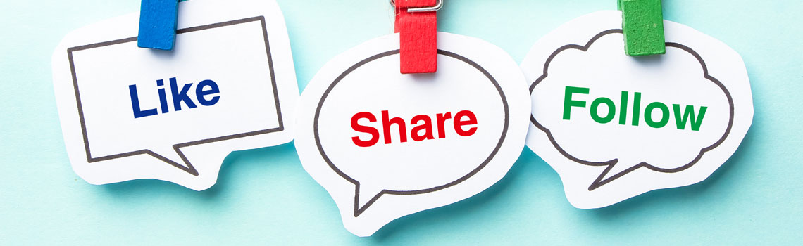 Social like share and follow